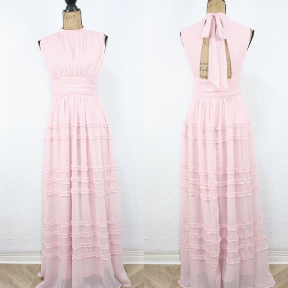 Lulus Dresses & Skirts - NWOT Lulus Enchantingly Sweet Blush Pink Chiffon Backless Maxi Dress